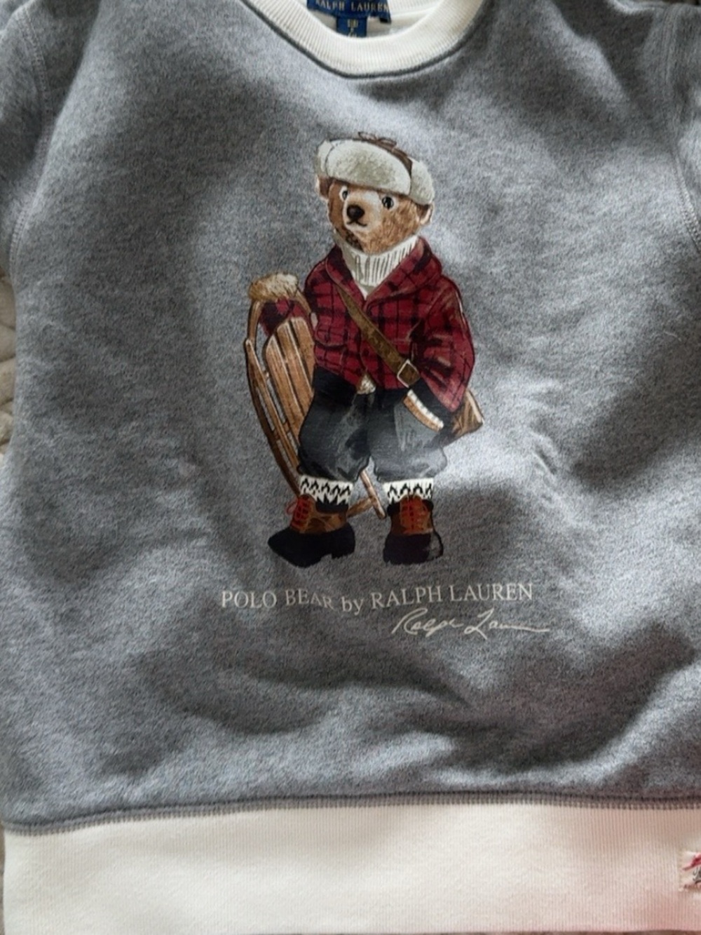 Polo Ralph Lauren Sled Polo Bear Sweatshirt Gray Kids Size S/8 - Picture 9 of 12